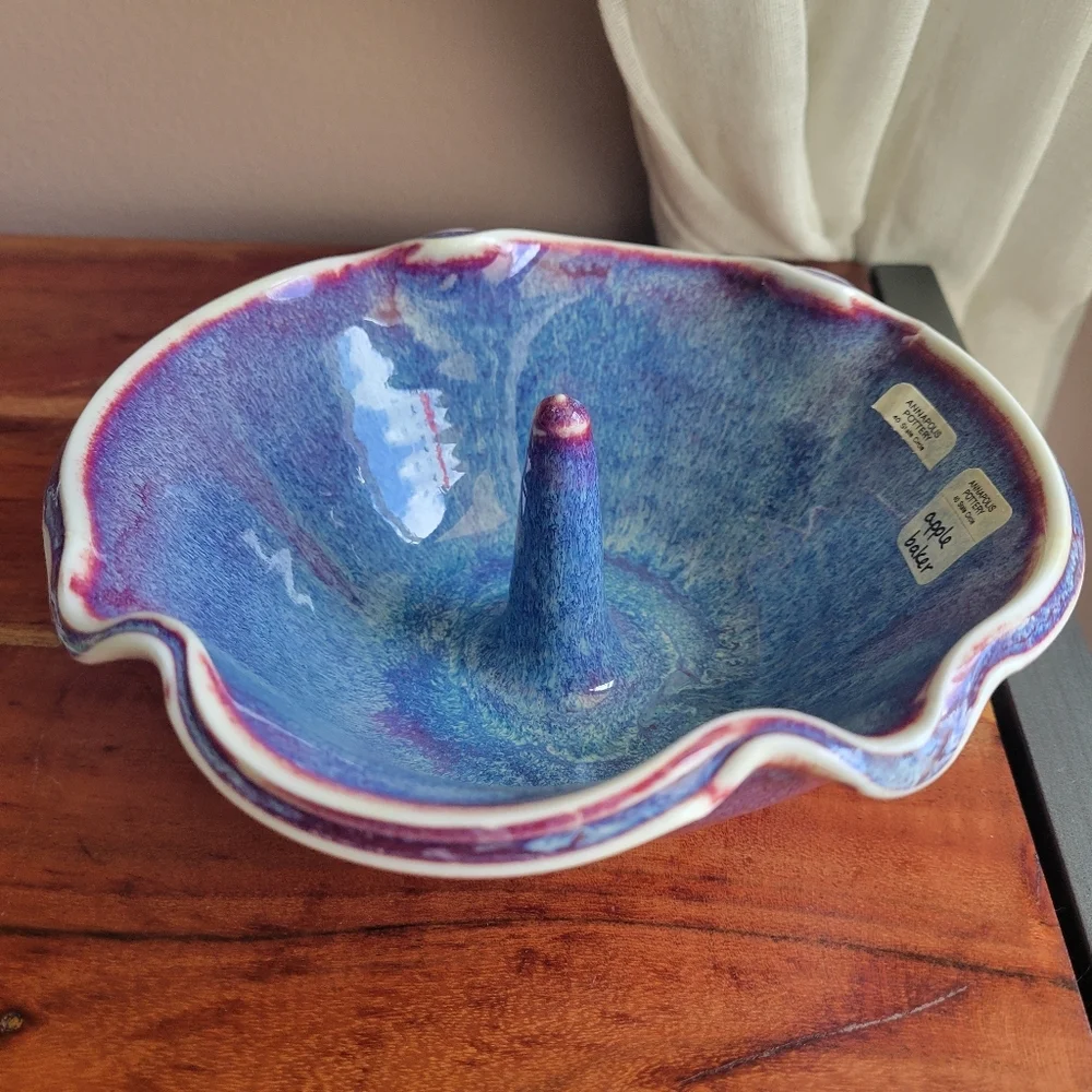 Vintage Ceramic Annapolis Pottery Apple Baker Blue Purple Glazed Dish Rare New